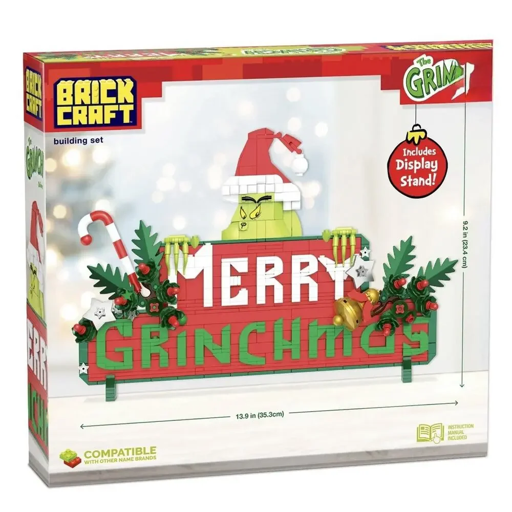 Dr. Seuss GRINCH MERRY GRINCHMAS SIGN Building Set 568 Pieces Brickcraft #72361
